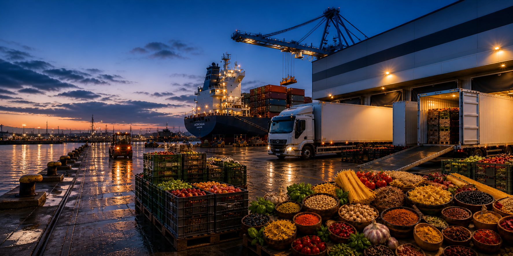 Food logistics at harbor